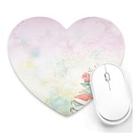 Romantic Watercolor Books and Flowers Heart Mousepads Front