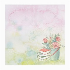 Romantic Watercolor Books And Flowers Medium Glasses Cloth by paulaoliveiradesign