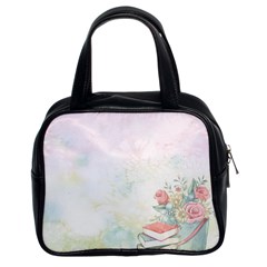 Romantic Watercolor Books And Flowers Classic Handbags (2 Sides) by paulaoliveiradesign