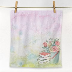 Romantic Watercolor Books And Flowers Face Towel by paulaoliveiradesign