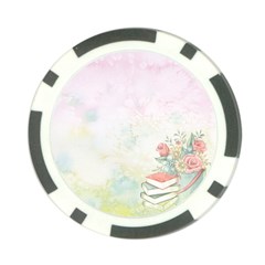 Romantic Watercolor Books And Flowers Poker Chip Card Guard (10 Pack) by paulaoliveiradesign