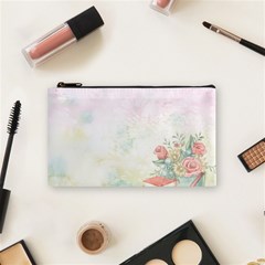 Romantic Watercolor Books And Flowers Cosmetic Bag (small)  by paulaoliveiradesign