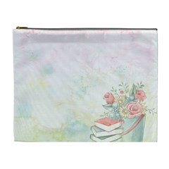 Romantic Watercolor Books And Flowers Cosmetic Bag (xl) by paulaoliveiradesign