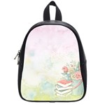 Romantic Watercolor Books and Flowers School Bag (Small) Front