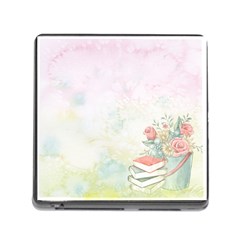 Romantic Watercolor Books And Flowers Memory Card Reader (square) by paulaoliveiradesign