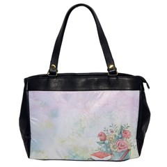 Romantic Watercolor Books And Flowers Office Handbags by paulaoliveiradesign