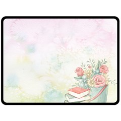 Romantic Watercolor Books And Flowers Fleece Blanket (large)  by paulaoliveiradesign