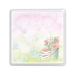 Romantic Watercolor Books And Flowers Memory Card Reader (square)  by paulaoliveiradesign