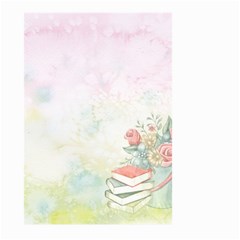 Romantic Watercolor Books And Flowers Large Garden Flag (two Sides) by paulaoliveiradesign