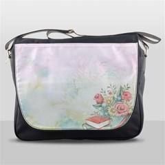 Romantic Watercolor Books And Flowers Messenger Bags by paulaoliveiradesign