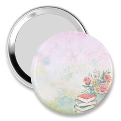 Romantic Watercolor Books And Flowers 3  Handbag Mirrors by paulaoliveiradesign