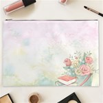 Romantic Watercolor Books and Flowers Cosmetic Bag (XXL)  Front