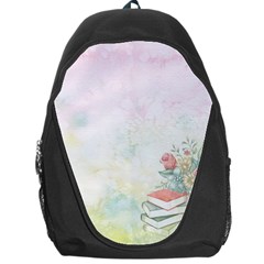 Romantic Watercolor Books And Flowers Backpack Bag by paulaoliveiradesign