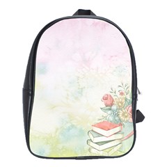 Romantic Watercolor Books And Flowers School Bag (xl) by paulaoliveiradesign