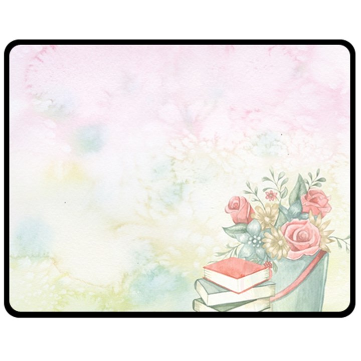 Romantic Watercolor Books and Flowers Double Sided Fleece Blanket (Medium) 