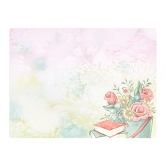 Romantic Watercolor Books And Flowers Double Sided Flano Blanket (mini)  by paulaoliveiradesign