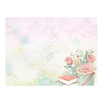 Romantic Watercolor Books and Flowers Double Sided Flano Blanket (Mini)  35 x27  Blanket Back