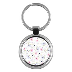 Floral Cute Girly Pattern Key Chains (Round) 