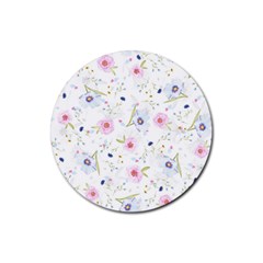 Floral Cute Girly Pattern Rubber Round Coaster (4 pack) 