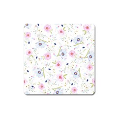 Floral Cute Girly Pattern Square Magnet