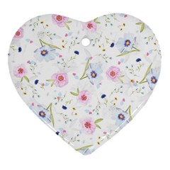 Floral Cute Girly Pattern Heart Ornament (Two Sides)