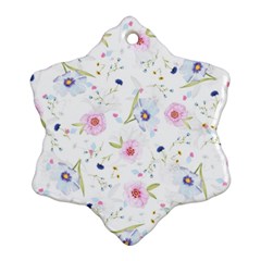 Floral Cute Girly Pattern Snowflake Ornament (Two Sides)