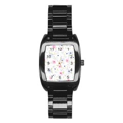 Floral Cute Girly Pattern Stainless Steel Barrel Watch