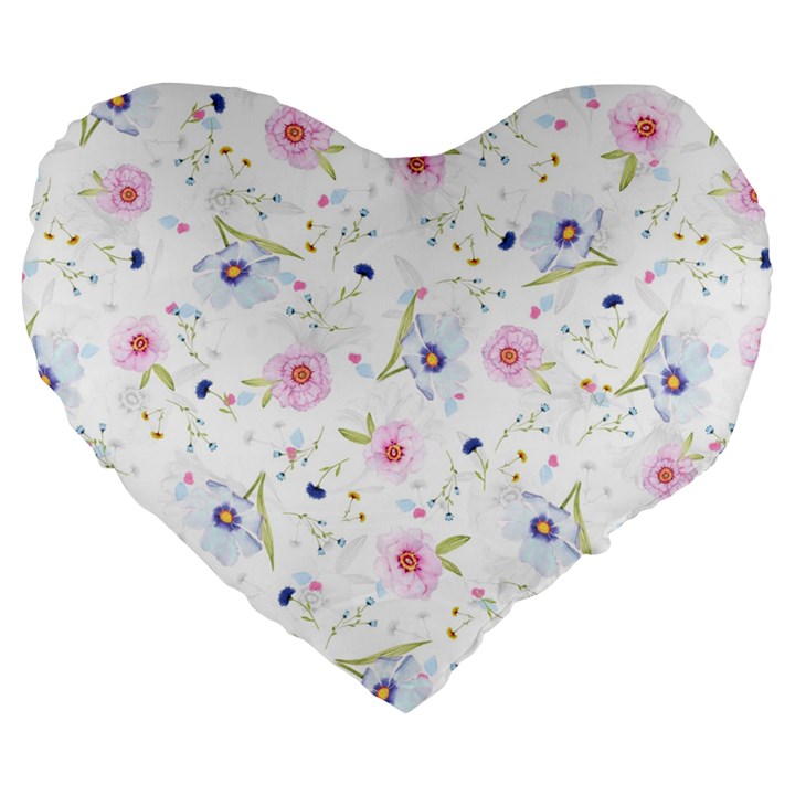 Floral Cute Girly Pattern Large 19  Premium Flano Heart Shape Cushions