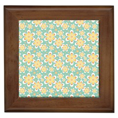 Seamless Pattern Blue Floral Framed Tiles by paulaoliveiradesign