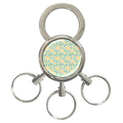 Seamless Pattern Blue Floral 3-ring Key Chains by paulaoliveiradesign