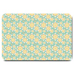 Seamless Pattern Blue Floral Large Doormat  by paulaoliveiradesign