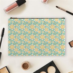 Seamless Pattern Blue Floral Cosmetic Bag (large)  by paulaoliveiradesign