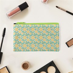 Seamless Pattern Blue Floral Cosmetic Bag (xs) by paulaoliveiradesign