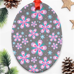 Seamless Pattern Purple Girly Floral Pattern Ornament (oval)