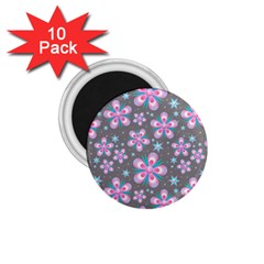 Seamless Pattern Purple Girly Floral Pattern 1 75  Magnets (10 Pack) 