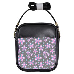 Seamless Pattern Purple Girly Floral Pattern Girls Sling Bags by paulaoliveiradesign