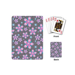 Seamless Pattern Purple Girly Floral Pattern Playing Cards (mini) 