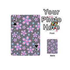 Seamless Pattern Purple Girly Floral Pattern Playing Cards 54 (mini) 