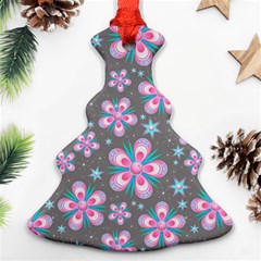 Seamless Pattern Purple Girly Floral Pattern Christmas Tree Ornament (two Sides)