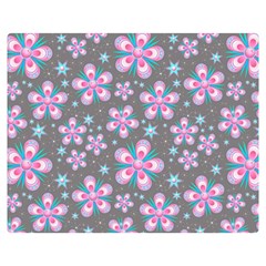 Seamless Pattern Purple Girly Floral Pattern Double Sided Flano Blanket (medium)  by paulaoliveiradesign