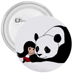 Girl And Panda 3  Buttons by Valentinaart