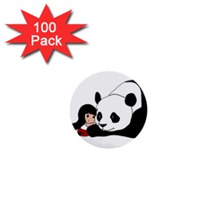 Girl And Panda 1  Mini Buttons (100 Pack)  by Valentinaart