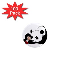 Girl And Panda 1  Mini Magnets (100 Pack)  by Valentinaart