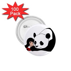 Girl And Panda 1 75  Buttons (100 Pack)  by Valentinaart