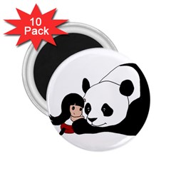 Girl And Panda 2 25  Magnets (10 Pack)  by Valentinaart