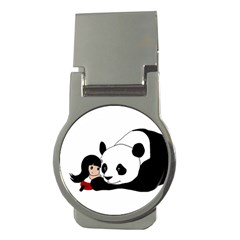 Girl And Panda Money Clips (round)  by Valentinaart