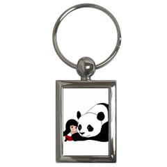 Girl And Panda Key Chains (rectangle)  by Valentinaart