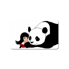 Girl And Panda Magnet (name Card) by Valentinaart