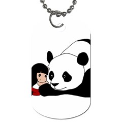 Girl And Panda Dog Tag (one Side) by Valentinaart