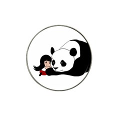 Girl And Panda Hat Clip Ball Marker by Valentinaart